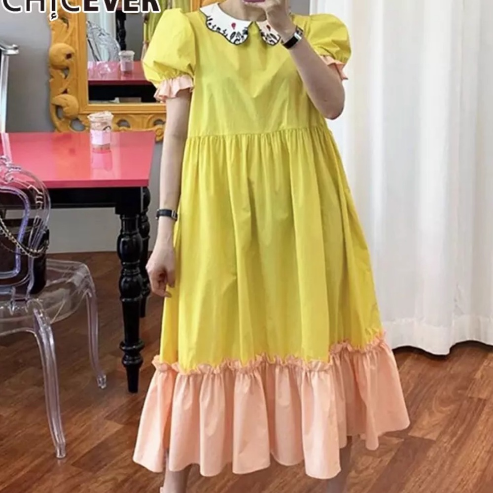 Super Adorable Puffy Sleeve Midi Dress